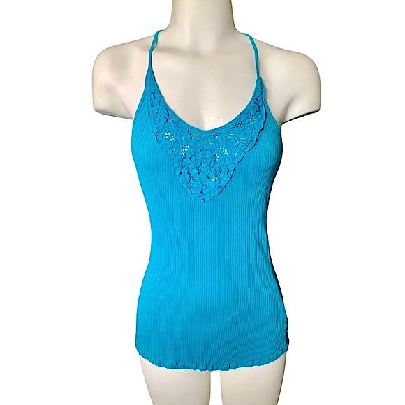 Teal Blue Cotton Tank Top Size XS - Picture 2 of 7